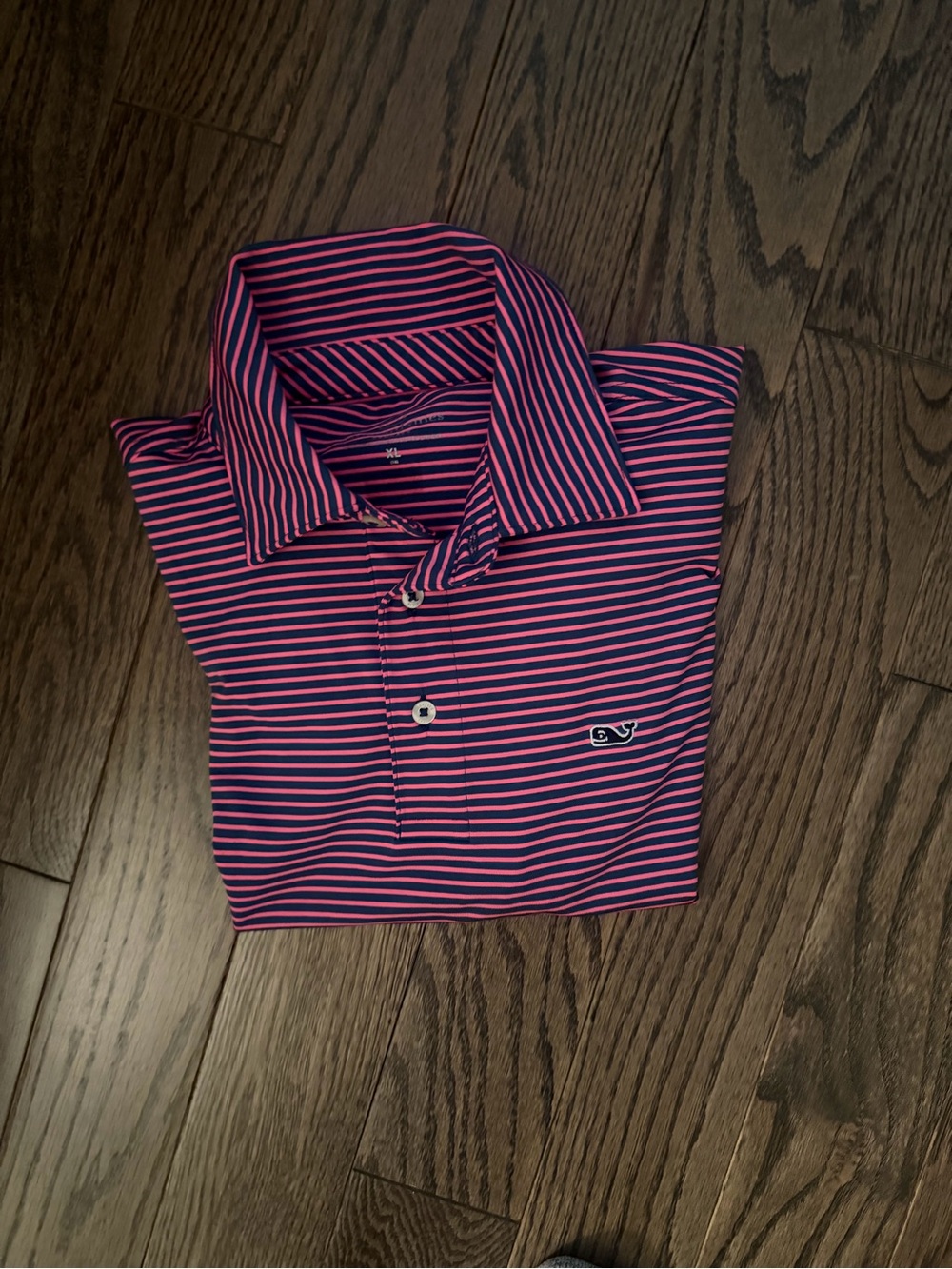 Vineyard Vines Striped Polo in Pink and Navy